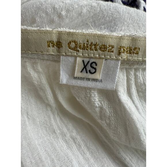 Ne Quittez Pas White and blue oversized boho blouse XS - Picture 4 of 4